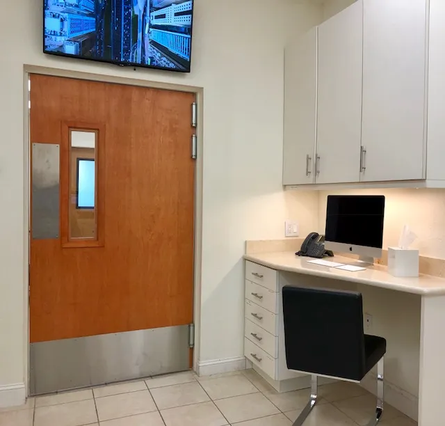 Desk and doorway